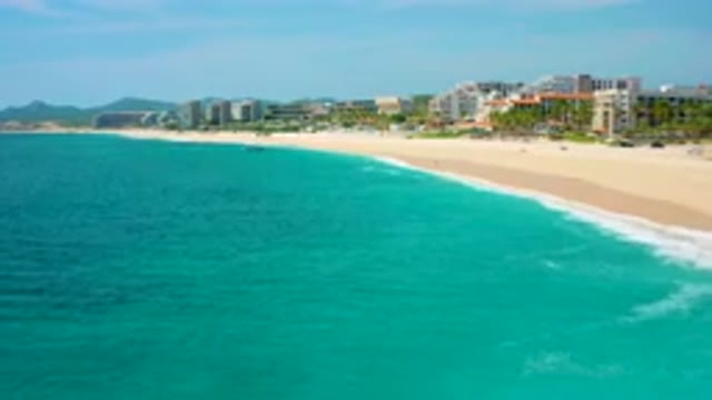 DESERT PARK NATURAL RESERVE BAJA CALIFORNIA SUR MEXICO-2020: Aerial View Of Turquoise Ocean And Sandy Beach