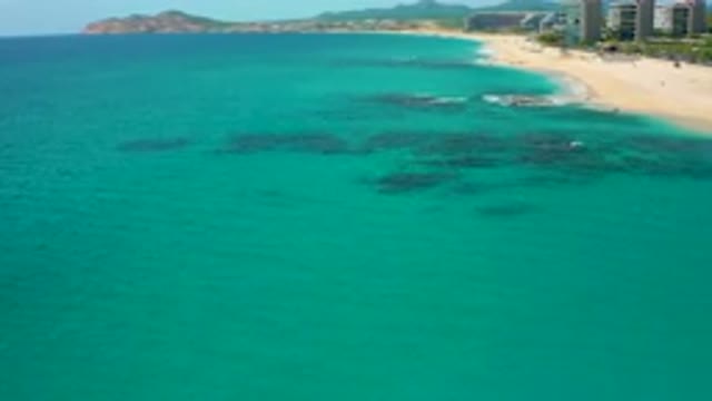 DESERT PARK NATURAL RESERVE BAJA CALIFORNIA SUR MEXICO-2020: Aerial View Of Turquoise Coastline With Buildings