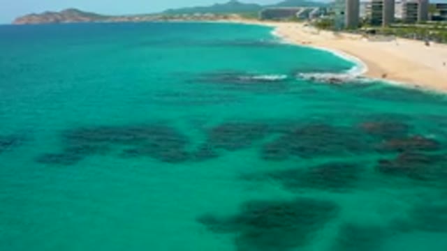DESERT PARK NATURAL RESERVE BAJA CALIFORNIA SUR MEXICO-2020: Aerial View Of Turquoise Ocean And Sandy Beach