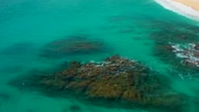 DESERT PARK NATURAL RESERVE BAJA CALIFORNIA SUR MEXICO-2020: Aerial View Of Turquoise Ocean Rocks