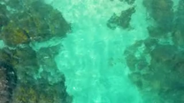 DESERT PARK NATURAL RESERVE BAJA CALIFORNIA SUR MEXICO-2020: Aerial View Of Turquoise Water Over Rocks