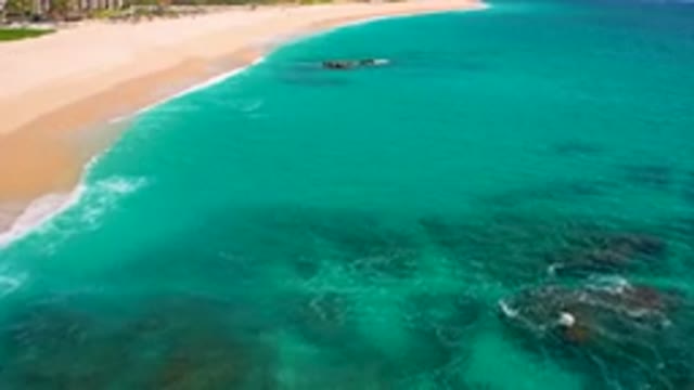 DESERT PARK NATURAL RESERVE BAJA CALIFORNIA SUR MEXICO-2020: Aerial View Of Turquoise Ocean And Sandy Beach