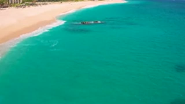 DESERT PARK NATURAL RESERVE BAJA CALIFORNIA SUR MEXICO-2020: Aerial View Of Turquoise Ocean And Sandy Beach