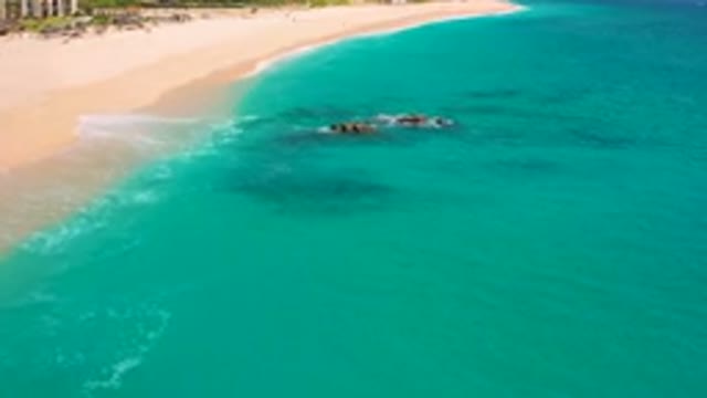 DESERT PARK NATURAL RESERVE BAJA CALIFORNIA SUR MEXICO-2020: Aerial View Of Turquoise Ocean And Sandy Beach