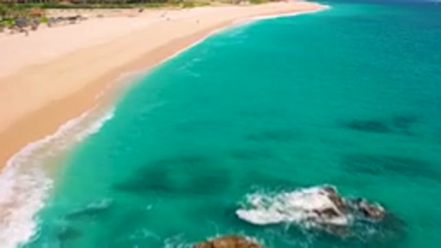 DESERT PARK NATURAL RESERVE BAJA CALIFORNIA SUR MEXICO-2020: Aerial View Of Turquoise Ocean And Sandy Beach