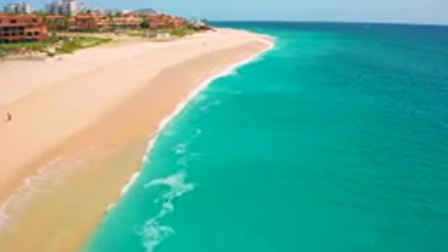 DESERT PARK NATURAL RESERVE BAJA CALIFORNIA SUR MEXICO-2020: Aerial View Of Turquoise Ocean And Sandy Beach