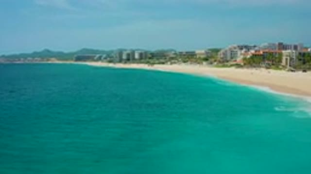 DESERT PARK NATURAL RESERVE BAJA CALIFORNIA SUR MEXICO-2020: Aerial View Of Turquoise Coastline And Beachfront Hotels