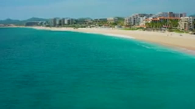 DESERT PARK NATURAL RESERVE BAJA CALIFORNIA SUR MEXICO-2020: Aerial View Of Turquoise Coastline And Resort Buildings