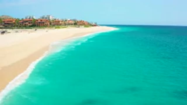 DESERT PARK NATURAL RESERVE BAJA CALIFORNIA SUR MEXICO-2020: Aerial View Of Turquoise Ocean And Sandy Beach