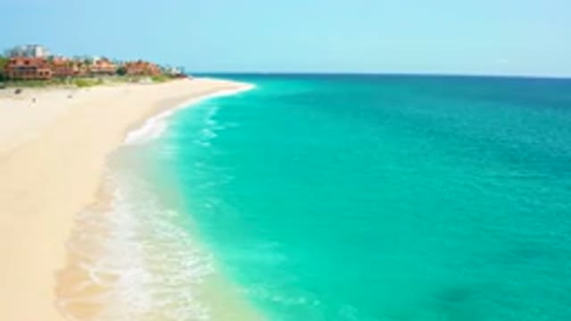 DESERT PARK NATURAL RESERVE BAJA CALIFORNIA SUR MEXICO-2020: Aerial View Of Turquoise Ocean And Sandy Beach
