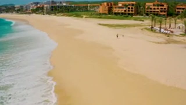 DESERT PARK NATURAL RESERVE BAJA CALIFORNIA SUR MEXICO-2020: Aerial View Of Turquoise Ocean Waves Washing Ashore
