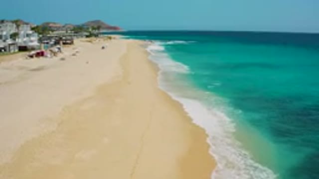 DESERT PARK NATURAL RESERVE BAJA CALIFORNIA SUR MEXICO-2020: Aerial View Of Turquoise Ocean And Sandy Beach