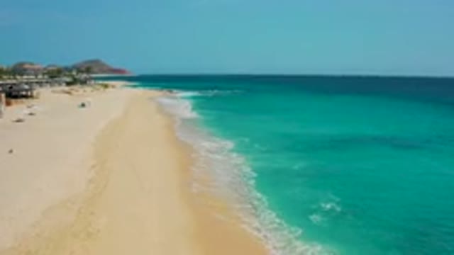 DESERT PARK NATURAL RESERVE BAJA CALIFORNIA SUR MEXICO-2020: Aerial View Of Turquoise Ocean And Sandy Beach