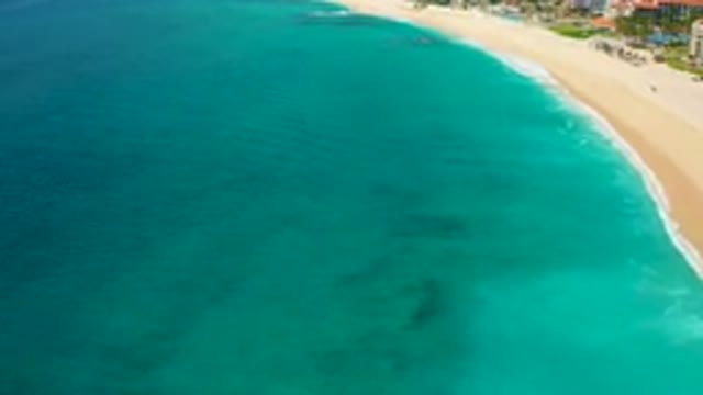 DESERT PARK NATURAL RESERVE BAJA CALIFORNIA SUR MEXICO-2020: Aerial View Of Turquoise Ocean And Sandy Beach