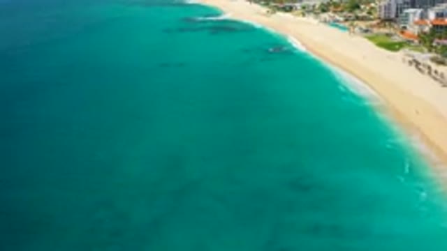 DESERT PARK NATURAL RESERVE BAJA CALIFORNIA SUR MEXICO-2020: Aerial View Of Turquoise Ocean And Sandy Beach