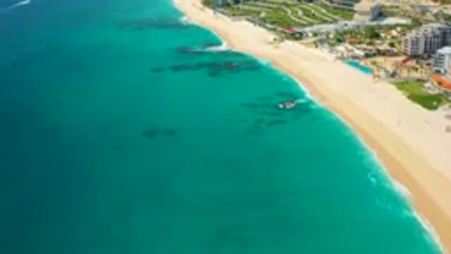 DESERT PARK NATURAL RESERVE BAJA CALIFORNIA SUR MEXICO-2020: Aerial View Of Turquoise Coastline And Beach