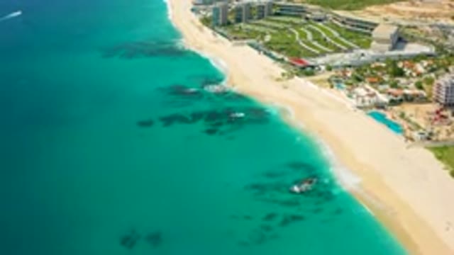 DESERT PARK NATURAL RESERVE BAJA CALIFORNIA SUR MEXICO-2020: Aerial View Of Turquoise Beach And Resort