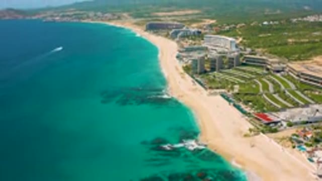 DESERT PARK NATURAL RESERVE BAJA CALIFORNIA SUR MEXICO-2020: Aerial View Of Turquoise Coastline And Resort