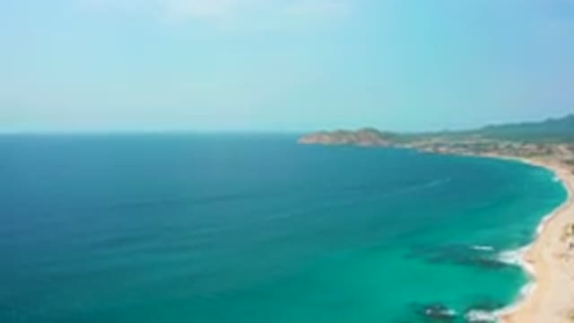 DESERT PARK NATURAL RESERVE BAJA CALIFORNIA SUR MEXICO-2020: Aerial View Of Turquoise Coastline And Sandy Beach