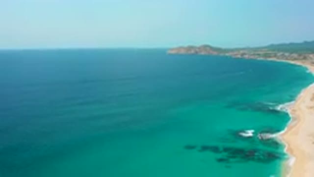 DESERT PARK NATURAL RESERVE BAJA CALIFORNIA SUR MEXICO-2020: Aerial View Of Turquoise Coastline And Sandy Beach