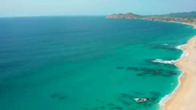 DESERT PARK NATURAL RESERVE BAJA CALIFORNIA SUR MEXICO-2020: Aerial View Of Turquoise Coastline And Sandy Beach