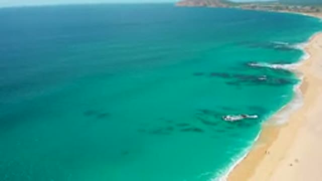 DESERT PARK NATURAL RESERVE BAJA CALIFORNIA SUR MEXICO-2020: Aerial View Of Turquoise Ocean And Sandy Beach