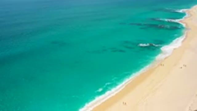 DESERT PARK NATURAL RESERVE BAJA CALIFORNIA SUR MEXICO-2020: Aerial View Of Turquoise Ocean And Sandy Beach