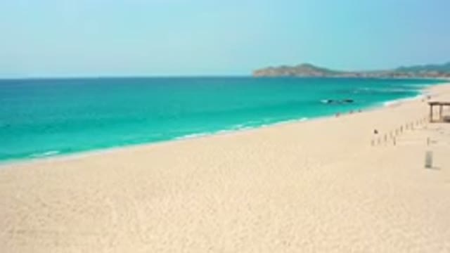 DESERT PARK NATURAL RESERVE BAJA CALIFORNIA SUR MEXICO-2020: Wide Shot Of Turquoise Ocean And Sandy Beach